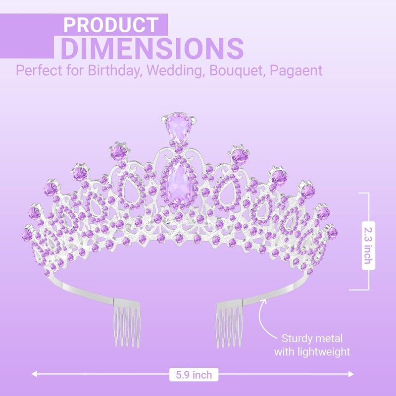 Queenship Tiara Crown for Women, Queen Tiara for Birthday Prom Bridal Party Custome Purple - Image 2